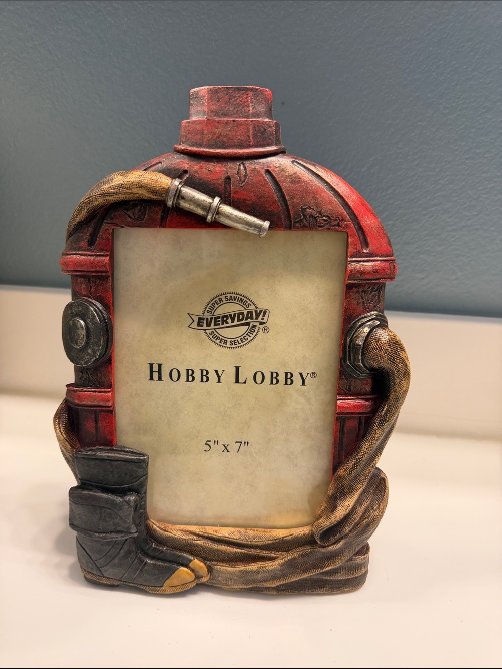 Hobby Lobby Red Fire Hydrant Frame with Hose & Boot Accents picture frame 5 x 7